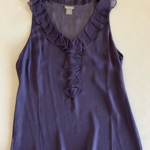 Purple ruffled sleeveless blouse